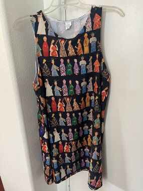 Sleeveless Midi Dress in Multicolor Figure Print